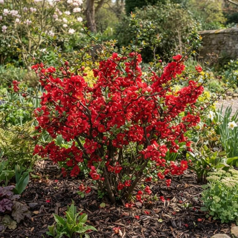 Chaenomeles × superba 'Crimson and Gold' - Cognassier du Japon